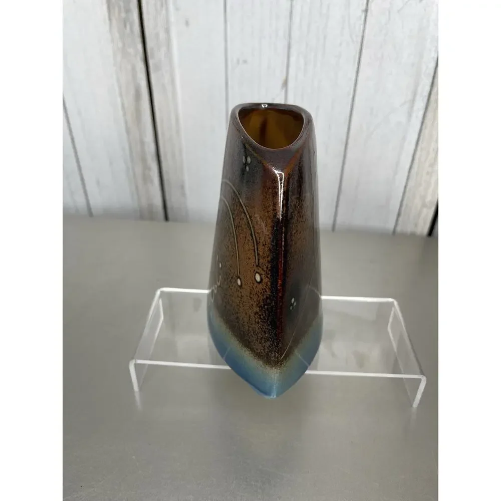 JAMES BROOKE Seattle Brown Blue Black Abstract Free Form Porcelain Vase